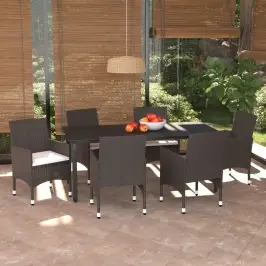 7-Daļīgs Dārza Mēbeļu Komplekts Ar Matračiem, Pe Rotangpalma Vidaxl