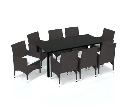 9-Daļīgs Dārza Mēbeļu Komplekts Ar Matračiem, Pe Rotangpalma Vidaxl