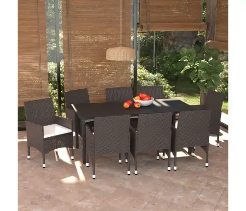 9-Daļīgs Dārza Mēbeļu Komplekts Ar Matračiem, Pe Rotangpalma Vidaxl