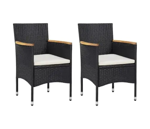 3-Osaline Aiamööblikomplekt Patjadega, Polürotang, Must