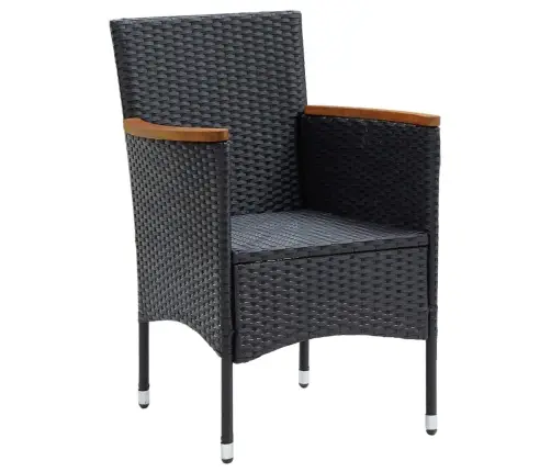 3-Osaline Aiamööblikomplekt Patjadega, Polürotang, Must