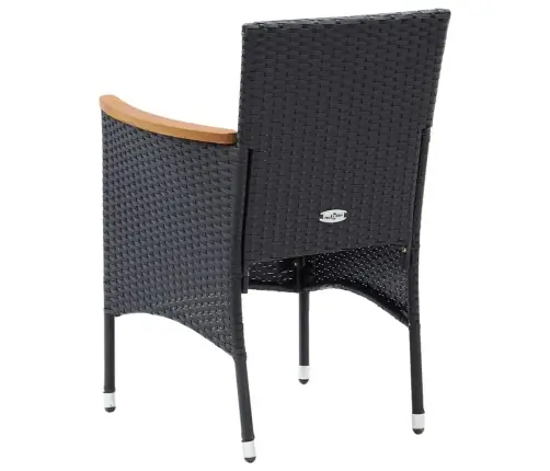 7-Osaline Aiamööblikomplekt Patjadega, Polürotang, Must