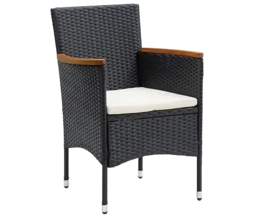 7-Osaline Aiamööblikomplekt Patjadega, Polürotang, Must