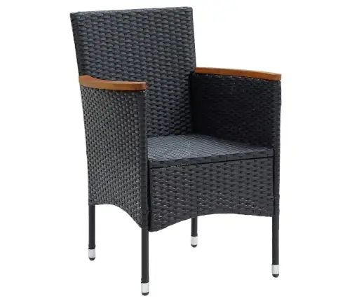 7-Osaline Aiamööblikomplekt Patjadega, Polürotang, Must