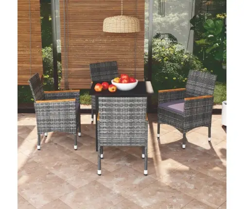 5-Daļīgs Dārza Mēbeļu Komplekts Ar Matračiem, Pe Rotangpalma Vidaxl