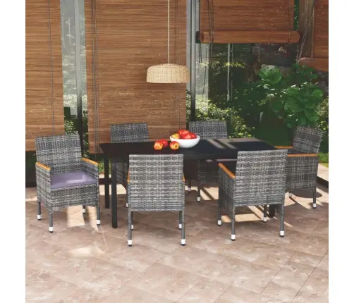 7-Daļīgs Dārza Mēbeļu Komplekts Ar Matračiem, Pe Rotangpalma Vidaxl