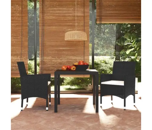 3-Daļīgs Dārza Mēbeļu Komplekts, Pe Rotangpalma, Melns Vidaxl