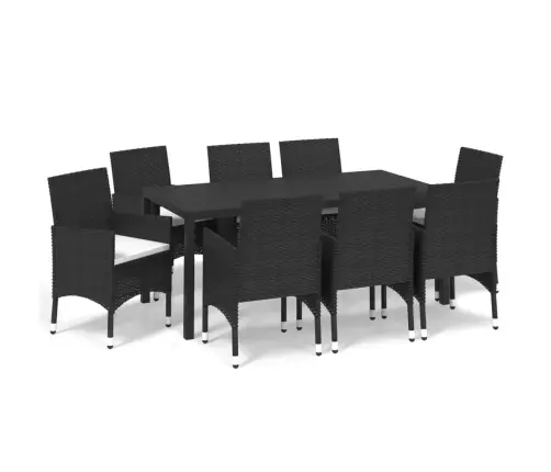 9-Osaline Aiamööbli Komplekt Patjadega, Must, Polürotang