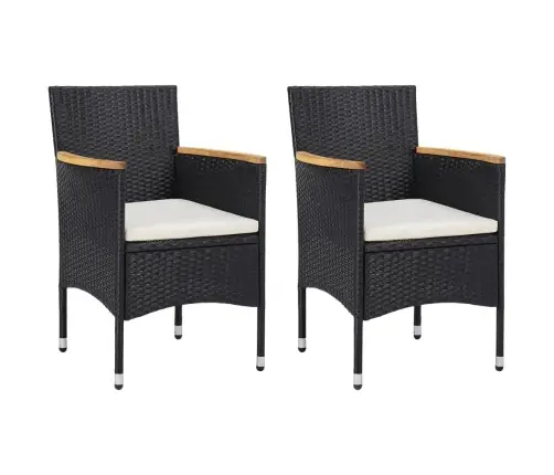 3-Osaline Aia Söögimööbli Komplekt Patjadega, Polürotang, Must