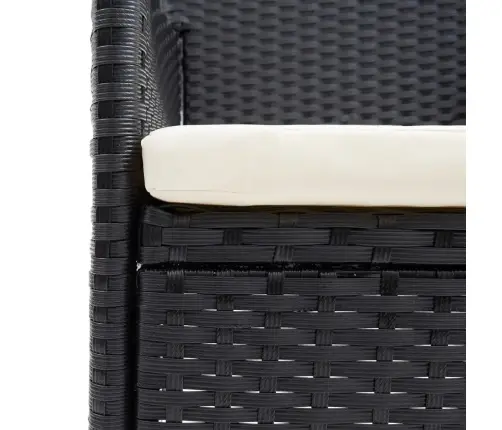 3-Osaline Aia Söögimööbli Komplekt Patjadega, Polürotang, Must