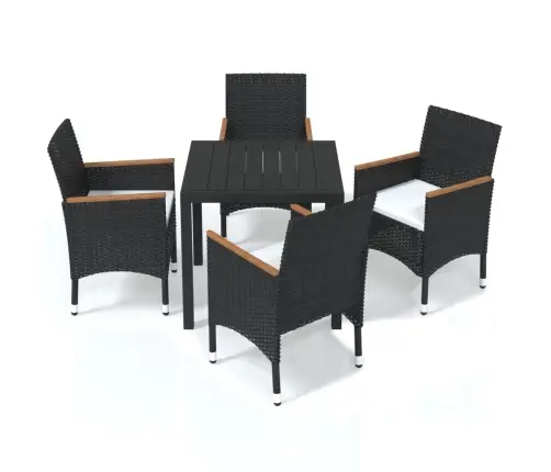 Sodo Komplektas Su Pagalvėlėmis, 5 Dalių, Juodas, Poliratanas