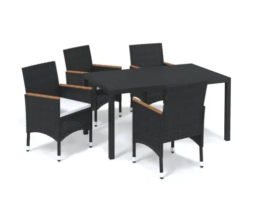 5-Osaline Aiamööbli Komplekt Patjadega, Must, Polürotang