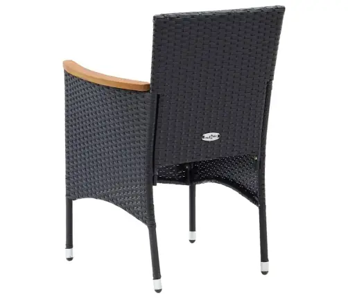 7-Osaline Aiamööblikomplekt Patjadega, Must, Polürotang