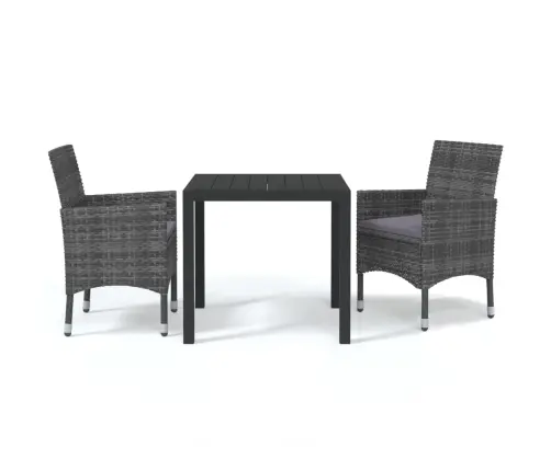 3-Daļīgs Dārza Mēbeļu Komplekts, Matrači, Pelēka Pe Rotangpalma Vidaxl