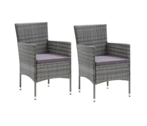 3-Daļīgs Dārza Mēbeļu Komplekts, Matrači, Pelēka Pe Rotangpalma Vidaxl