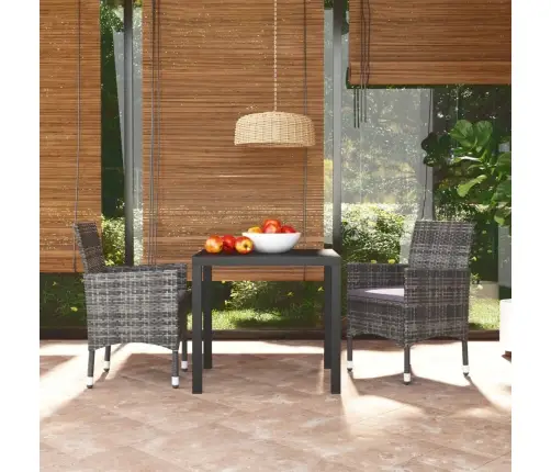 3-Daļīgs Dārza Mēbeļu Komplekts, Matrači, Pelēka Pe Rotangpalma Vidaxl