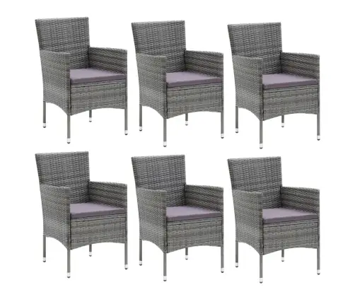 7-Daļīgs Dārza Mēbeļu Komplekts, Matrači, Pelēka Pe Rotangpalma Vidaxl