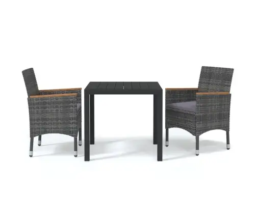 3-Daļīgs Dārza Mēbeļu Komplekts, Matrači, Pelēka Pe Rotangpalma Vidaxl