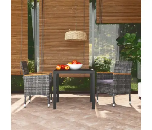 3-Daļīgs Dārza Mēbeļu Komplekts, Matrači, Pelēka Pe Rotangpalma Vidaxl