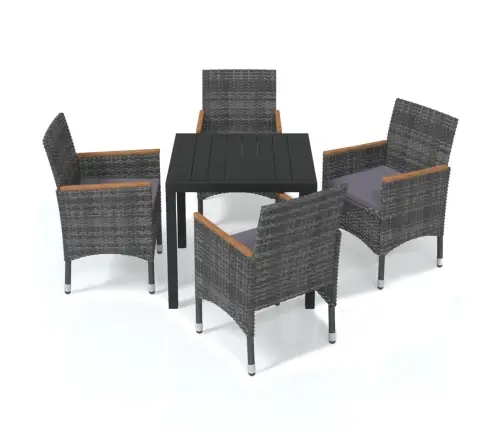 5-Daļīgs Dārza Mēbeļu Komplekts Ar Matračiem, Pe Rotangpalma Vidaxl