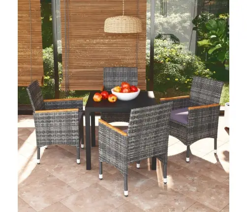 5-Daļīgs Dārza Mēbeļu Komplekts Ar Matračiem, Pe Rotangpalma Vidaxl