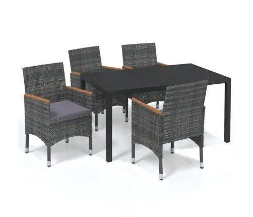 Sodo Komplektas Su Pagalvėlėmis, 5 Dalių, Pilkas, Poliratanas