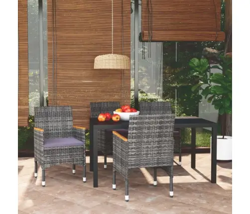 Sodo Komplektas Su Pagalvėlėmis, 5 Dalių, Pilkas, Poliratanas