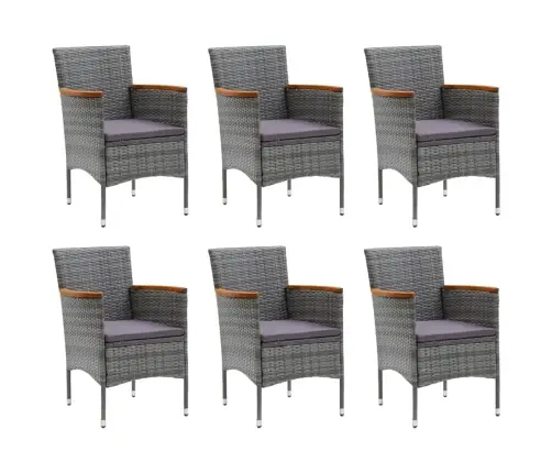 7-Daļīgs Dārza Mēbeļu Komplekts, Matrači, Pelēka Pe Rotangpalma Vidaxl