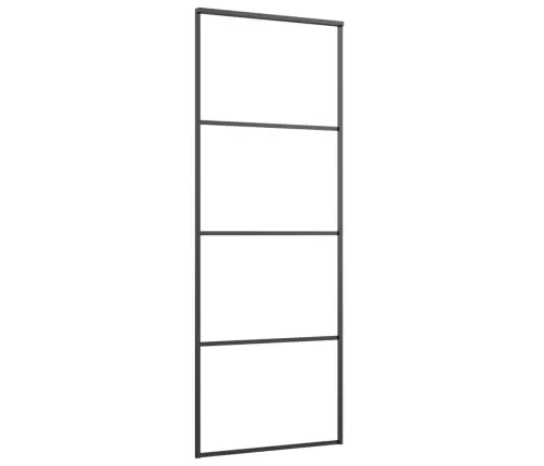 Bīdāmās Durvis, 76X205 Cm, Esg Stikls, Melns Alumīnijs Vidaxl