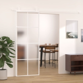 Stumdomos Durys, Baltos, 76X205cm Esg Stiklas Ir Aliuminis