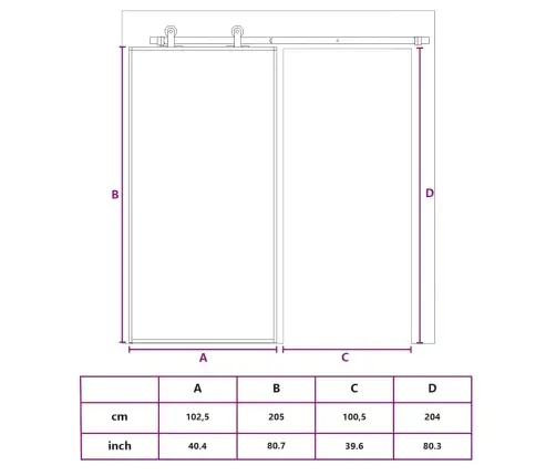 Stumdomos Durys, Juodos, 102,5X205cm Esg Stiklas Ir Aliuminis