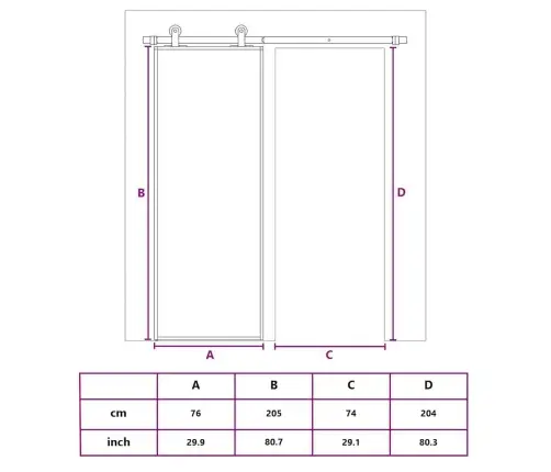 Stumdomos Durys, Juodos, 76X205cm Esg Stiklas Ir Aliuminis