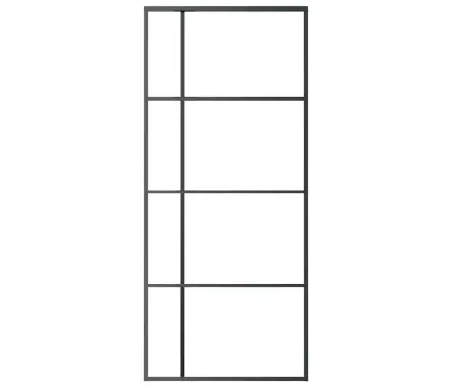 Bīdāmās Durvis, 90X205 Cm, Esg Stikls, Melns Alumīnijs Vidaxl