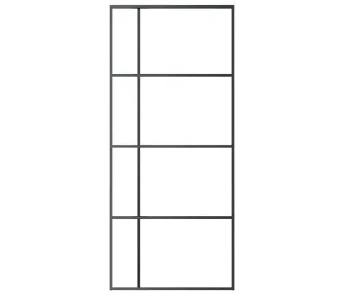 Bīdāmās Durvis, 90X205 Cm, Matēts Esg Stikls, Melns Alumīnijs Vidaxl