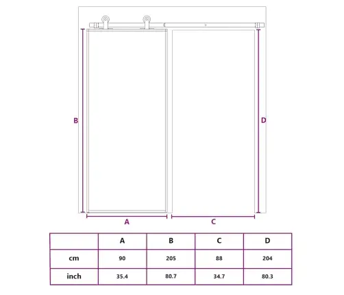 Bīdāmās Durvis, 90X205 Cm, Matēts Esg Stikls, Melns Alumīnijs Vidaxl