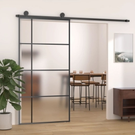 Liuguks, Matt Esg-Klaas Ja Alumiinium, 102,5 X 205 cm Must