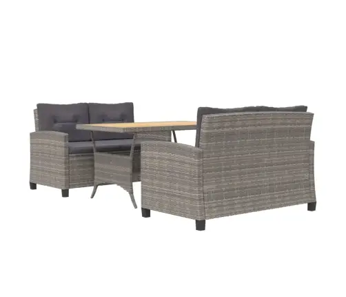 3-Daļīgs Dārza Mēbeļu Komplekts, Matrači, Rotangpalma, Pelēks Vidaxl