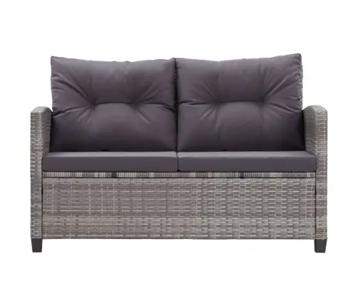 3-Daļīgs Dārza Mēbeļu Komplekts, Matrači, Rotangpalma, Pelēks Vidaxl