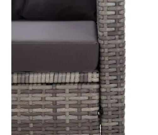 3-Daļīgs Dārza Mēbeļu Komplekts, Matrači, Rotangpalma, Pelēks Vidaxl