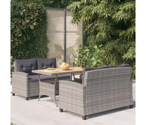 3-Daļīgs Dārza Mēbeļu Komplekts, Matrači, Rotangpalma, Pelēks Vidaxl