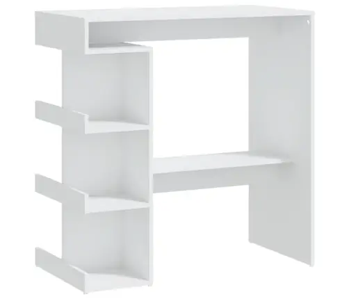 Bāra Galds Ar Plauktu, Balts, 100X50X101,5Cm, Inženierijas Koks Vidaxl