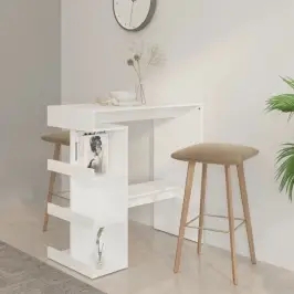 Bāra Galds Ar Plauktu, Balts, 100X50X101,5Cm, Inženierijas Koks Vidaxl Bāra Galds Ar Plauktu, Balts, 100X50X101,5Cm, Inženierijas Koks Vidaxl