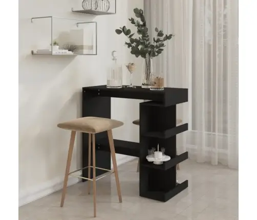 Bāra Galds Ar Plauktu, Melns, 100X50X101,5Cm, Inženierijas Koks Vidaxl