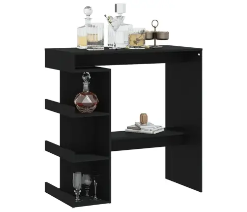 Bāra Galds Ar Plauktu, Melns, 100X50X101,5Cm, Inženierijas Koks Vidaxl