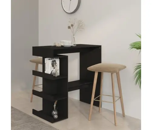 Bāra Galds Ar Plauktu, Melns, 100X50X101,5Cm, Inženierijas Koks Vidaxl