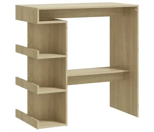 Bāra Galds Ar Plauktu, Ozola, 100X50X101,5Cm, Inženierijas Koks Vidaxl