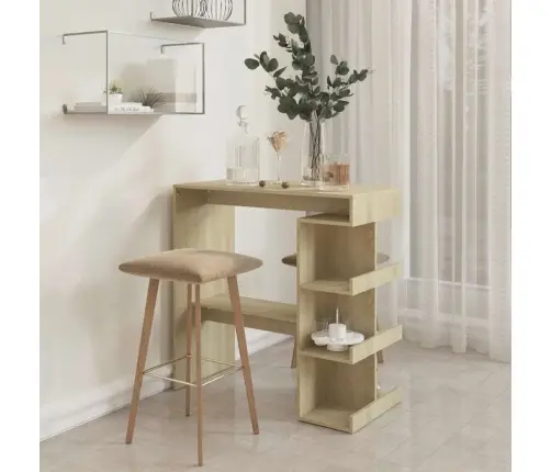 Bāra Galds Ar Plauktu, Ozola, 100X50X101,5Cm, Inženierijas Koks Vidaxl