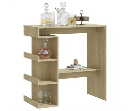 Bāra Galds Ar Plauktu, Ozola, 100X50X101,5Cm, Inženierijas Koks Vidaxl