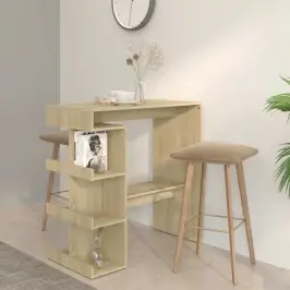 Bāra Galds Ar Plauktu, Ozola, 100X50X101,5Cm, Inženierijas Koks Vidaxl