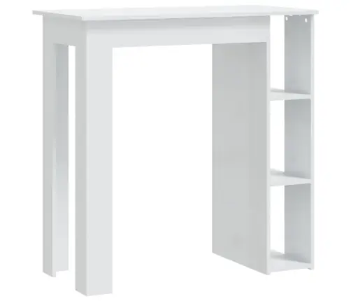Bāra Galds Ar Plauktu, Spīdīgs, Balts, 102X50X103,5 Cm Vidaxl